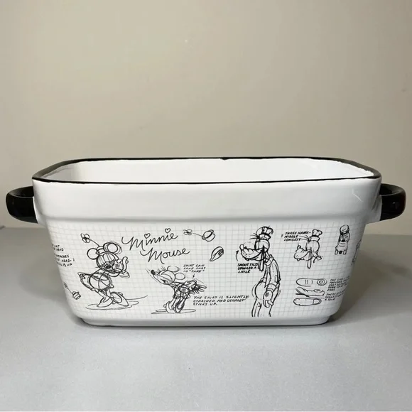 Disney Sketchbook Mickey Mouse Character Autograph Ceramic Loaf Pan - Picture 2 of 8